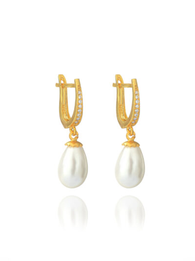 Teardrop Pearl Earring (Stone Lock)