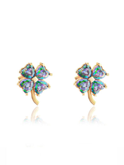 Clover Earrings with Mystic Topaz Stone