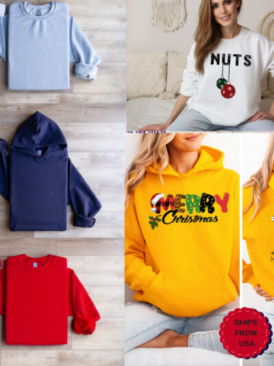 Comfort Colors Front-Back & Only Front & Only Back Christmas Sweatshirt & Hoodie, ''Different Christmas Designs'' Design Sweatshirt & Hoodie, Christmas Sweater & Hoodie, Christmas Gift, Holiday Sweater & Hoddie